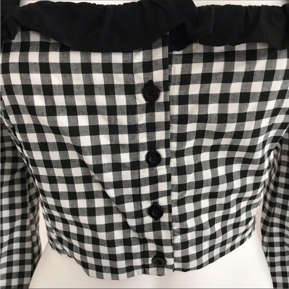 Bcbgeneration Gingham M Crop Top black white top - Picture 9 of 16